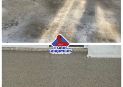 A before and after picture of the floor masters logo.