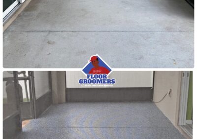 A before and after picture of the floor groomers