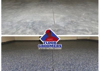 A before and after picture of the floor.