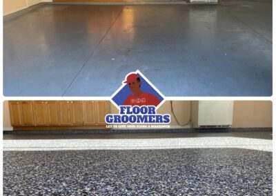 A before and after picture of the floor groomer 's garage.